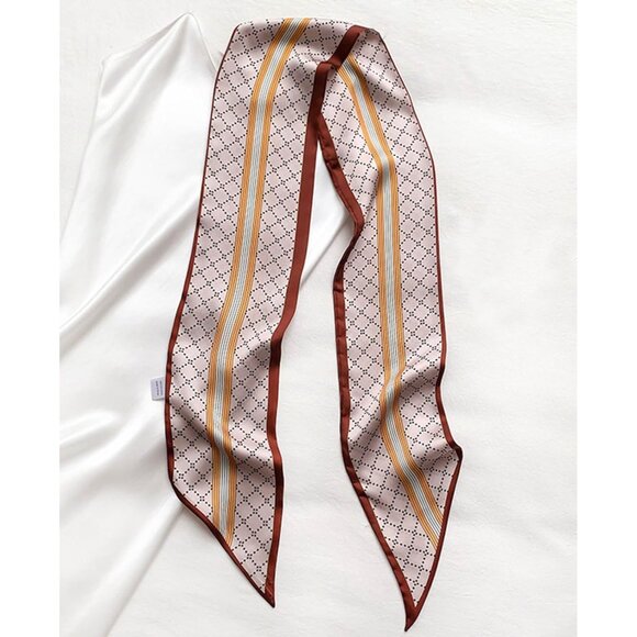 Women's Turmeric Rhombus Fashion Oblique Angle Silk Neck Scarf Printed Scarves - Picture 5 of 6